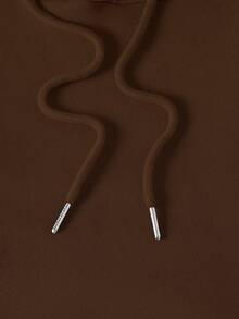 Áo sweatshirt dài tay dáng rộng in hình hoạt hình, vai rớt, có túi, dành cho người có thân hình mũm mĩm. - Cà phê nâu - Xem 3