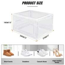 6 PCS Transparent Clear Sneaker Display Organizer, Storage Box Shoe Box Magnetic Closure Stackable, Space Saving, Plastic Organizers Boxes Stackable - Clear - View 2