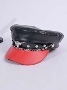 قبعة بيريه معدنية برأس ثور بتصميم داكن للنساء، قبعة بيريه ملونة بتصميم سحابة للرسام في فصل الشتاء، قبعة صحفي مناسبة للخروجات اليومية في الخريف، للمشي والتسوق