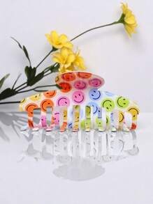 1pc Acrylic Smiling Face Cute Hair Claw Clip, Versatile For Commute, Spring/Summer/Autumn/Winter, Large Size 9.5cm,Hair Accessories,Claw Clips,Hair Jaw Clip,Hair Clutch
