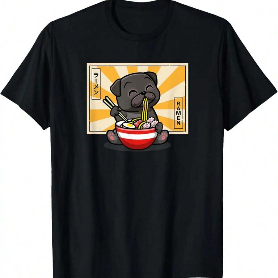 Black Pug T-Shirt - Black - View 1