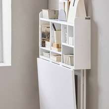 SoBuy FWT07--W, Folding Wall-Mounted Drop-Leaf Table Desk Integrated With Storage Shelves, Wall Desk Table Computer Desk, White - White - View 7