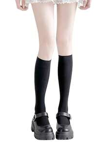 1/2/3 Peças Meias Dupla Face, Meias Femininas, Preto + Branco, Meias Modeladoras de Panturrilha com Pressão Leve, Meias de Comprimento Médio, Meias Estilo JK, Meias Esportivas, Adequadas para Uso Durante Todo o Ano, Estilo Y2k