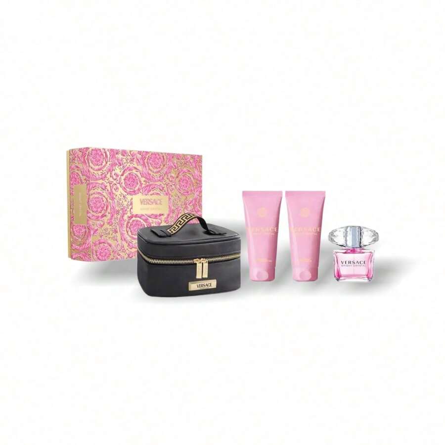 Versace 女士亮晶晶 4 件套(淡香水 90ml+沐浴露 100ml+身体乳 100ml+包)香水 3oz/90ml+3.4oz/100ml*2 持久粉色女友妻子母亲朋友生日毕业派对旅行露营户外学校校园旅行节日夏季秋季夏季精选夏季必备品夏季经典庄严奢华轻松优雅简约奢华礼品魅力氛围适合日常使用 - 多樣化香型 - 查看 1