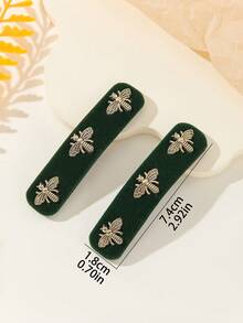 2 chiếc kẹp tóc hình ong nhung cho tóc mái, xe hơi, thanh lịch, dễ thương, ngọt ngào, phù hợp với trang phục hàng ngày, trang phục công sở, trang phục dự tiệc và làm quà tặng. Kẹp tóc càng cua, kẹp tóc cài đầu, đồ dùng học tập, đại học, phụ kiện tóc, phụ kiện đội đầu, phụ kiện tóc cho nữ, ghim cài tóc. - Màu Đỏ Sâu - Xem 2