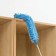 Extendable Chenille Duster - Flexible Feather Dusting Tool For Home Cleaning, Long Reach Ceiling & Spider Web Remover With Telescopic Handle, Multi-Surface Dust Collector - Blue - View 9