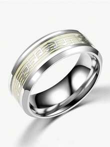 1pc Fashion Stainless Steel Luminous Rings For Men Women Music Stave Pattern Glowing In Dark Couple Ring Wedding Bands Jewelry Gift - Luminous - View 5