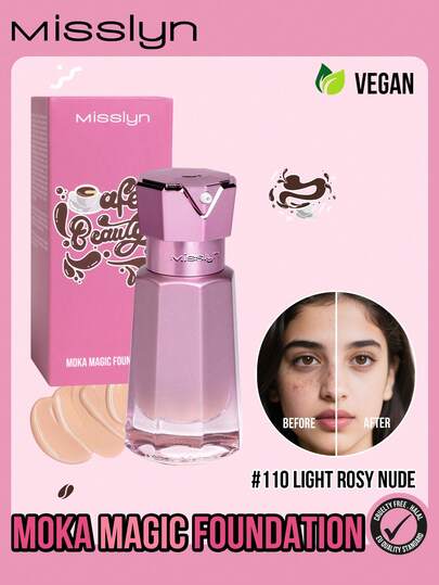  MISSLYN-Moka Magic粉底液，裸色粉底液，控油粉底液，30毫升，持久妆效，高遮瑕，液体粉底，遮盖瑕疵，提亮肤色，不氧化，适合情人节、冬季，品牌彩妆，面部彩妆，女士及女孩，冬季必备
