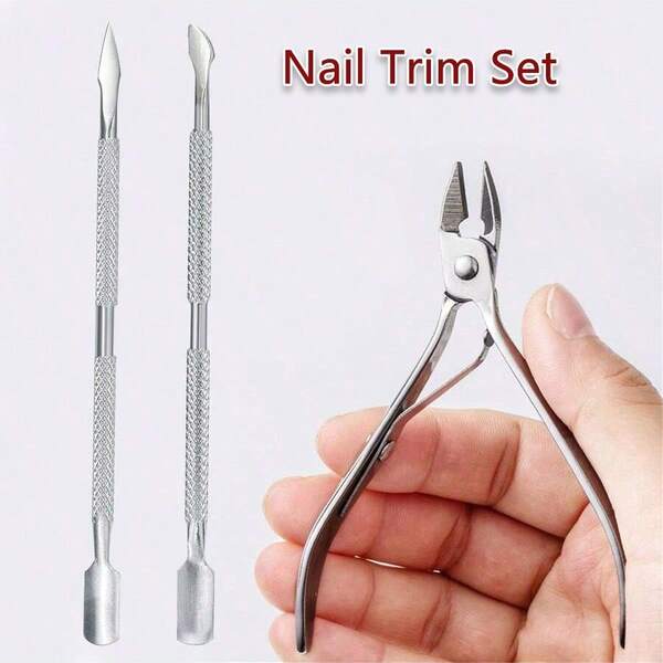 3 Stück Edelstahl Nagelhautnipper, Multifunktions Nagelhautschieber, Maniküre Werkzeug, Nagelhautschieber Entferner, Maniküre Set, Nagelwerkzeuge, Nagelzubehör, Nagelhautschere, Nagelhaut schneiden, Nagelhautneubildung