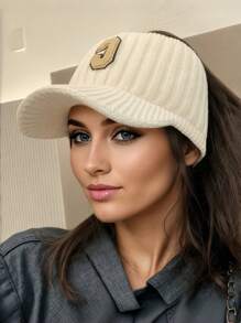 Women's Knit Beanie Hat With Lining, Non-Stretch Acrylic, Flat Top, Breathable Beret, Foldable Design For All Seasons, Striped, Inelastic, Holiday Theme - Multicolor-e - View 9