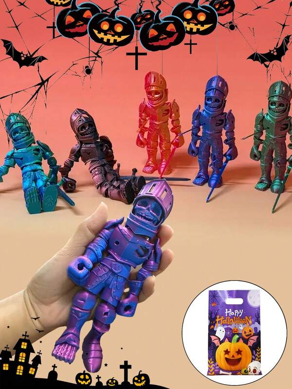 1PC Anime Zombie Skeleton Soldier Action Figure With Gift Bag - 3D Printed Full Body Articulated Joints, Flexible Pose, Plastic Material, Fidget,Anti Stress,Fidget Toys, Home Desk Decor, Party Bag Filler, Halloween Decorations, Halloween Gifts, Halloween Party Bag Fillers, Halloween Toys, Christmas Gifts, Birthday Gifts