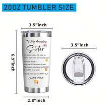 Sisters Gifts From Sister, 20oz Stainless Steel Insulated Tumblers With Lid, Double Wall Vacuum Water Cups For Hot & Iced Coffee Drinks, Cool/Funny Gifts For Sister From Brother, Mothers Day Christmas Birthday Present For Best Friend - Em gái - Xem 3