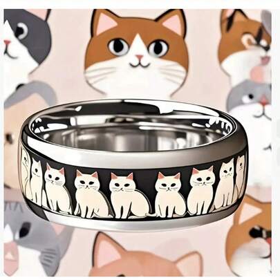 Cute Stainless Steel Cat Themed Rings