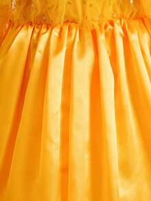 8 件套黄色无袖透明亮片女童装扮服装配饰套装，儿童公主角色扮演连衣裙，派对生日圣诞节万圣节服装 - 黃色 - 查看 6