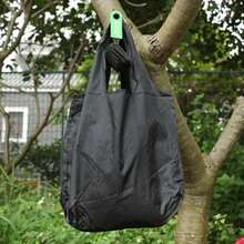 Bolso de compras de algodón elástico con bola redonda, bolso plegable, bolso de hombro portátil reutilizable, bolso plegable con estampado - Negro - Ver 13
