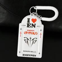 1 peça porta-cartões fotográficos retrô vermelho e branco, capa para cartões fotográficos, porta-cartões fotográficos "I Love En-Hyphen", porta-chaves, expositor de cartões fotográficos de ídolos Kpop, material PU, compatível com cartões fotográficos de ídolos de 3 a 3,5 polegadas, porta-cartões fotográficos de ídolos em formato de coração, pingente para bolsa