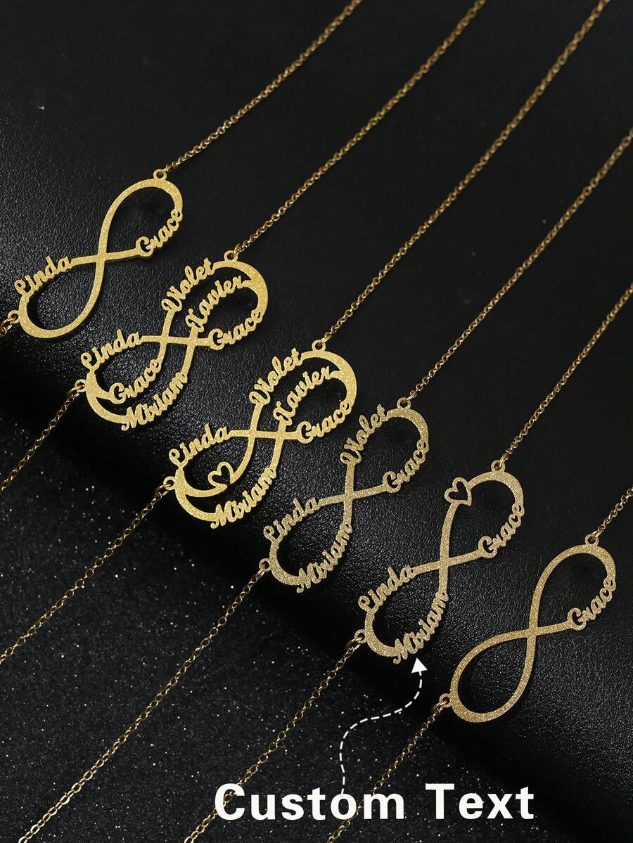 Dây chuyền tên chữ biểu tượng vô cực cá nhân hóa thời trang đa năng, trang sức tùy chỉnh, quà tặng sinh nhật, quà tặng kỷ niệm, quà tặng ngày lễ, quà tặng cá nhân hóa, quà tặng cho gia đình, bạn bè, phù hợp cho tiệc tùng, đi chơi - Vàng mờ - Xem 1