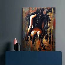1 PIEZA Obra de arte de lienzo abstracta contemporánea enmarcada - Silueta femenina sensual con tonos dorados y negros, listo para colgar, decoración moderna para sala de estar, dormitorio, oficina, obra de arte de lienzo, pintura artística, obra de arte lista para galería, pintura decorativa, diseñadores de interiores, impresión de alta calidad, obra de arte enmarcada, diseñadores y artistas (lienzo envuelto) - Multicolor - Ver 4