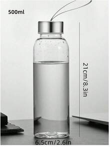 1 pieza Botella de agua portátil de plástico de 300ML/400ML/500ML, botella de bebida minimalista transparente, adecuada para el trabajo y los viajes, para exteriores, camping