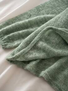 Women's Casual Off-Shoulder Sweater, Medium Elasticity, Suitable For Layering In Autumn/Winter, Handwash/Dry Clean Recommended, Knitwear, Winter Clothing, Autumn Wardrobe - Gray Green - View 5