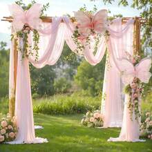 3D Giant Tulle Artificial Butterfly Decoration - 19.69" Vibrant Fake Butterflies For Wedding Decor, Home, Garden, Birthdays, Bridal Showers, Graduations, Christmas, And All-Season Party Supplies, DIY Crafts, Festive Holiday Ambiance - 粉色 - 查看 3