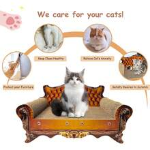Sofá cama rascador de cartón para gatos, con forma de sofá, para rascar gatos, para rascar para gatos de interior (color café) - Marrón - Ver 9