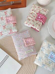 1Pc/Set Cute Floral Patchwork Book Jacket, Girls Hand Account Book Cover, White Collar Hand Account Book Journal, Diary Book Jacket, Portable Student Pocket Book Storage Case,Back To School Gift,Gift For Good Friends And Teachers