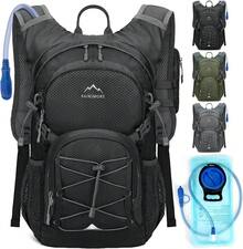 RAINSMORE Mochila de hidratación 18L Mochila de hidratación para Senderismo, Running, Ciclismo, Ciclismo Mochila de hidratación para Hombre y Mujer Cubierta de Lluvia y vejiga de Agua incluida - Negro - Ver 11