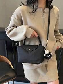 Classic European And American Women's Crossbody Bag, Mini New Fashionable Handbag, Contrasting Color Design, Nylon Waterproof Fabric Shoulder Bag, Suitable For Commuting, Parties And Vacations - Black - View 8