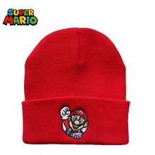 SuperMario 1pc Embroidered Pattern Knit Beanie, Cuffed Cartoon Anime Warm Hat For Men & Women, Suitable For Autumn/Winter Outdoor Activities, Commuting, Holiday Parties - The Perfect Gift For Fans