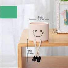 1 طقم أصيص سيراميك مع دمية معلقة، تصميم، ديكور يدوي، أصيص دائري زخرفي مناسب للنباتات الصغيرة والنباتات الصغيرة