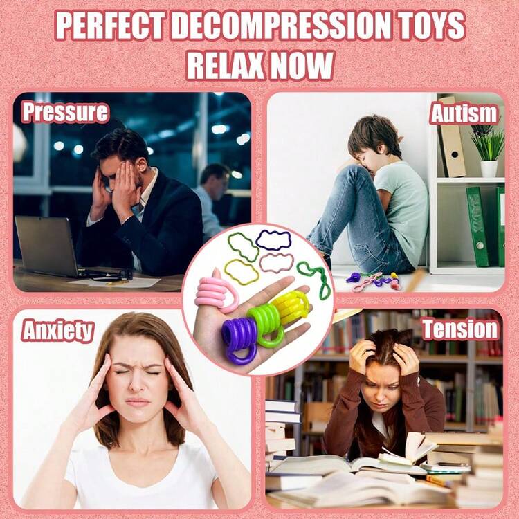 1/4/5个装指尖玩具，适合自闭症成人的感官玩具，温度变化手指玩具，缓解焦虑和压力，色彩鲜艳的静音手指玩具，可定制感官玩具颜色 - 彩色 - 查看 4