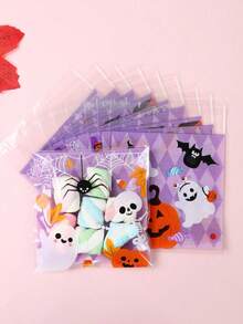 Cartoon Halloween Pumpkin Ghost Spider Bat Self-Seal Gift Bags,Cookie Candy Bag,Trick Or Treat,Party Favor,Assorted Patterns Treats And Snacks Bags For Halloween Party,Halloween Decoration,Halloween,Gift Wrapping,Halloween,Halloween Decorations,Halloween Party Bag Fillers(Random Color And Style)