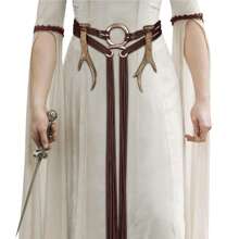 Cinturón de cruz de ogro vikingo para mujeres, cinturón de cuerda largo medieval para bruja nórdica chamánica pagana, accesorio de circo para Halloween