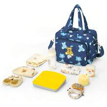 1 件装时尚妈妈包，小号手提单肩斜挎时尚刺绣尿布包，适合妈妈 - 藏蓝色 - 查看 2