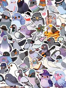50pcs Pigeon Creative Stickers For Notebook, Diary, Cup, Desktop, Scrapbook, Suitable For Halloween, Children's Day, Gift, Cute Stickers - Multicolor - View 1