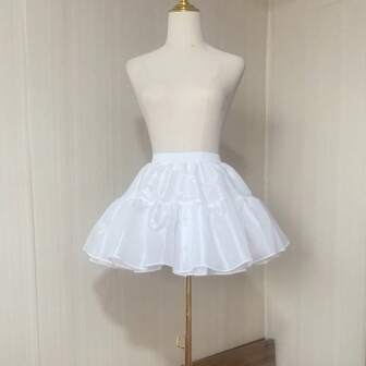Ladies' Lolita-Style Underskirt 45cm Elastic Waist Layered Skirt Support Flared Skirt Support Boneless Structure Suitable For Daily Wear And Role-Playing Petticoat Children Can Wear Halloween And Christmas Costumes