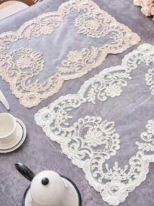 1/2/4/6pcs French Vintage Style Rectangular Lace Placemats, Embroidered Floral Line Design, Solid Color, Suitable For Dining Table, Bedside, Wedding, Hotel, Daily, Festival, Party, Home Decor, Dorm, Photography Background, All Seasons - Multicolor - View 10