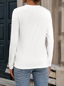 Camiseta de manga larga con cuello redondo de moda y casual para mujer de talla grande, camiseta gráfica con eslogan de libélula, blusas diarias de otoño para mujer