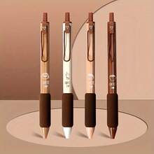[Retractable Gel Pens] 4-Pack Retractable Gel Ink Rollerball Pens| Extra Fine Point & Soft Grip - Lightweight Coffee-Colored Pens For Comfortable Writing Experience, Ideal For Students - Nâu (4 gói) - Xem 6