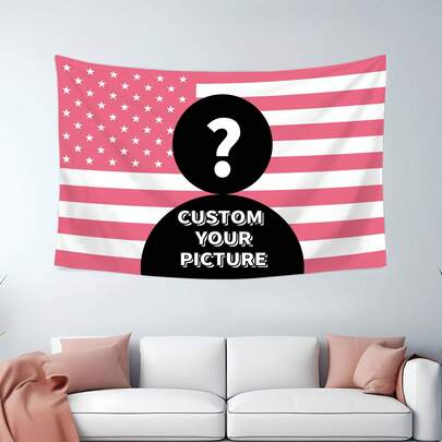 1pc Customizable Personalized Tapestry With Photos And Text, For Birthday, Wedding, Halloween, Christmas, Party, Father's/Mother's Day, Home Decor, Bedroom Aesthetics,Decoration And Hanging Fabrics For Student Dormitories During The Start Of The School Year,Christmas Gift Supplies