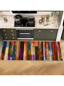 1pc Colorful Wood Grain Kitchen Floor Mat, Bathroom Floor Mat, Indoor Restaurant Floor Mat, Outdoor Carpet, Anti-Slip Bathroom Decoration Bath Mat, Floor Toilet Bath Mat, Home Floor Mat