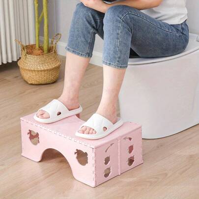 Foldable Toilet Stool, 7inches Healthy Bathroom Squatting Posture Poop With Anti-Slip Feet, Easy To Storage Toilet Squat
