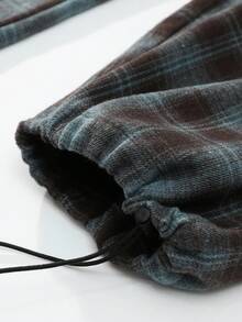 Pantalones de chándal rectos con cordón a cuadros de talla grande, aptos para todas las estaciones - Azul - Ver 6