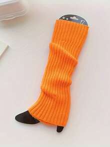 1 Pair Solid Color Knitted Leg Warmers, Y2K Style, Comfortable - Multicolor - View 5