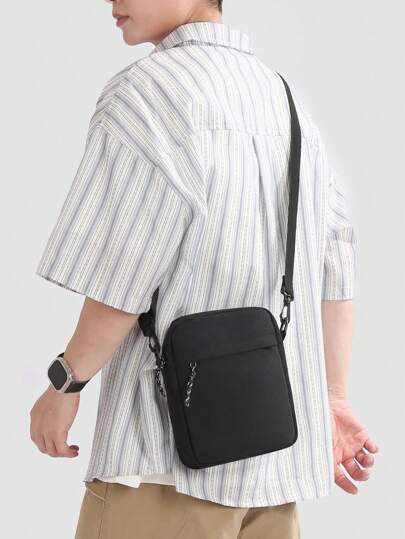 peach tree 1 件时尚纯色迷你斜挎包，休闲尼龙轻便防水单肩包，适合日常使用，万圣节，圣诞节，哥特式十字印花，男女通用户外多功能包，礼物