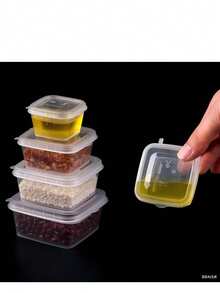 25/50pcs Disposable Sauce Cups With Lids, Takeout Dipping Sauce Containers For Chili, Garlic, Pickles, Passion Fruit Dip