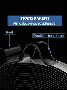 1pc 2cm/0.78in Reusable And Washable Nano Double-Sided Tape - Transparent, Multi-Purpose Adhesive Suitable For Home, Kitchen, Bathroom, Office And Automotive Use Room Decor Wall Decor Wall Stickers Wall Sticker Stickers Sticker - Clear - View 3