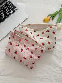 米色草莓图案女士化妆包 灯芯绒化妆包 唯美女士手提包 钱包收纳化妆包 女孩手提包 旅行收纳包 可爱化妆包 返校书包 旅行必需品 海滩旅行收纳包 暑假学校用品 化妆包 节日必备品 化妆包 化妆袋 化妆品收纳包 节日冬季化妆品收纳包 化妆品收纳 - 米色 - 查看 3