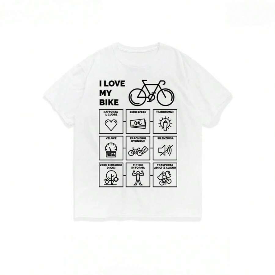 2025 Summer Bicycle Pattern Printed T-Shirts For Both Men And Women Pure Cotton Breathable Quick-Drying Short-Sleeved Top Tee
